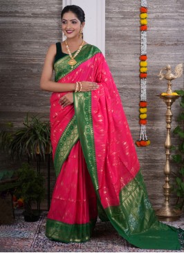 Designer Two Toned Rani Silk Saree