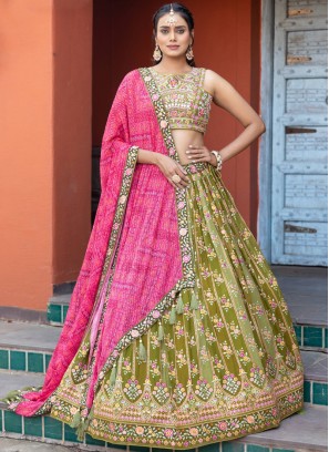 Pista Green Tissue Bridal Lehenga Choli -- Miraamall - USA UK Canada