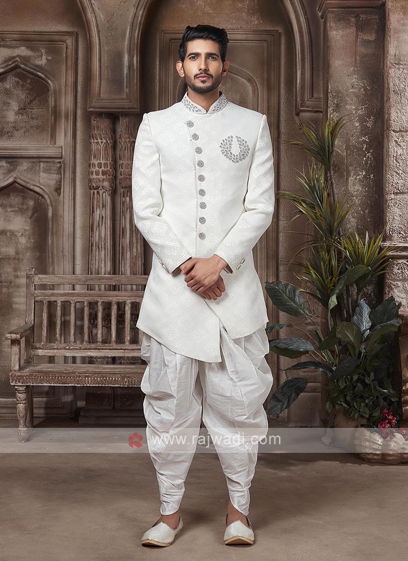 Designer White Sherwani suit