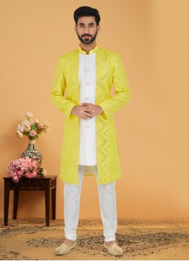 Designer Yellow Jacket Style Indowestern