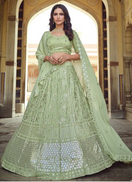 Desirable Faux Georgette Sequins Lehenga Choli