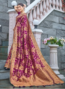 Designer Purple Banarasi Silk Saree