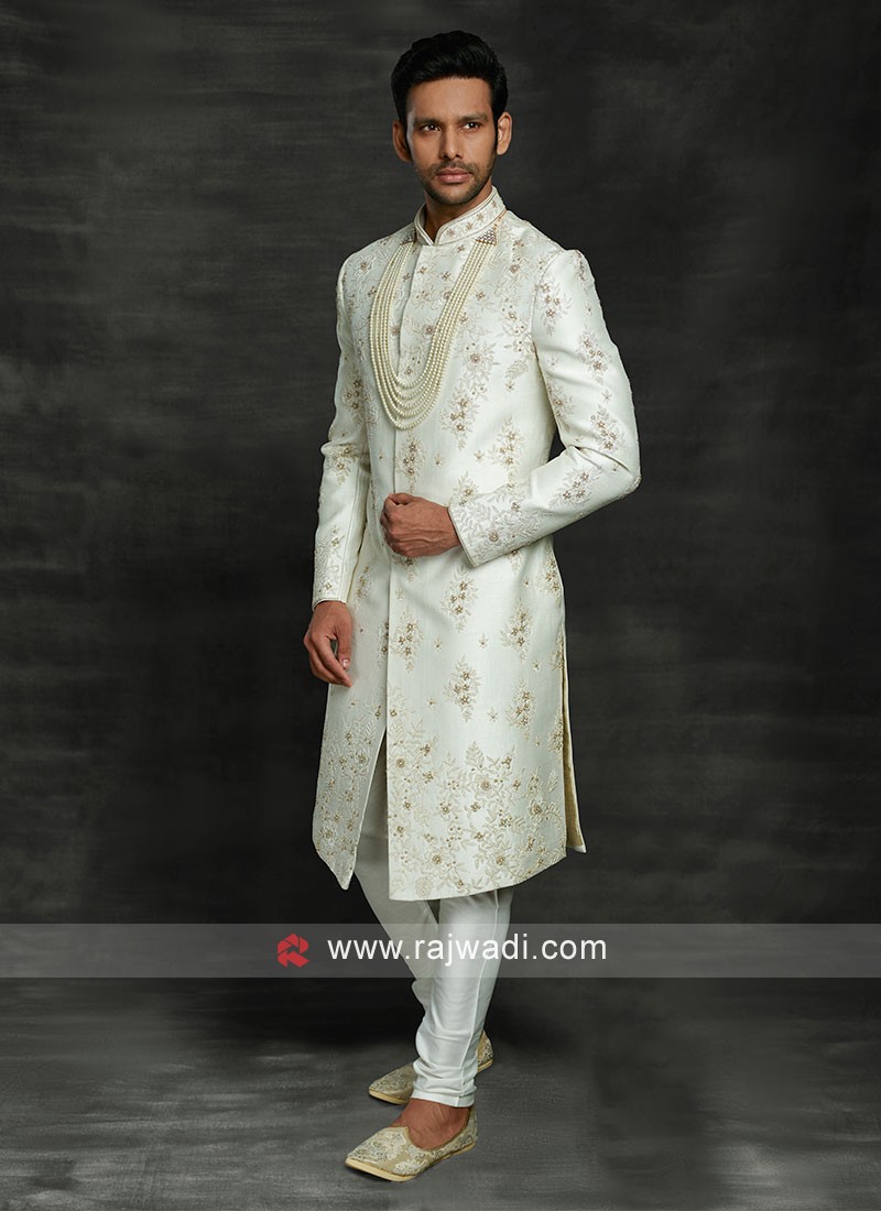 Different Type Sherwani In White Color