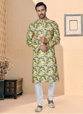 Digital Print Cotton Silk Kurta Pajama Set