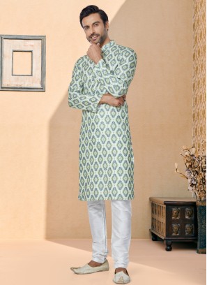 Digital Printed Readymade Cotton Silk Kurta Pajama