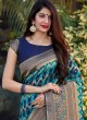 Distinctive Banarasi Silk Blue Weaving Designer Saree