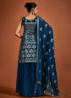 Georgette Sequins Teal Blue Designer Salwar Kameez