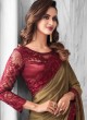 Distinctively Faux Georgette Brown Embroidered Classic Designer Saree