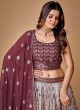 Elegant Purple Sequins Embellished Georgette Lehenga Choli