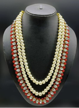 Dulha Cream And Red Pearl Mala