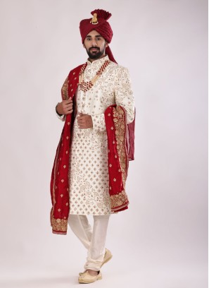 Dulha Wear Sherwani In Art Silk Fabric