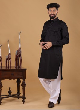 Eid Special Black And White Pathani Suit