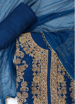 Eid Special Royal Blue Chiffon Dress Material