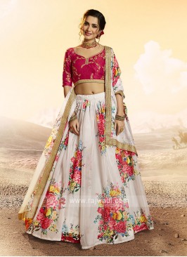 Elegant Flower Printed Lehenga Choli