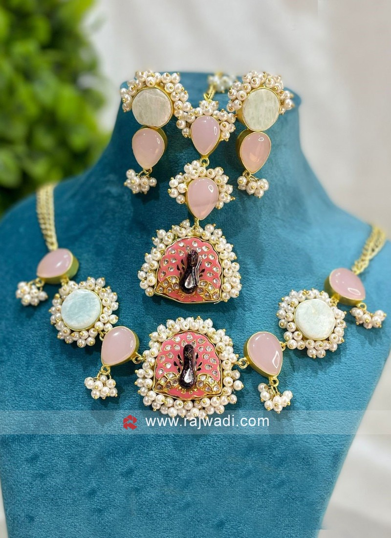 Peacock Green Colour Kundan Set