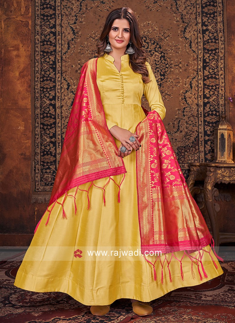 Yellow and pink on sale churidar