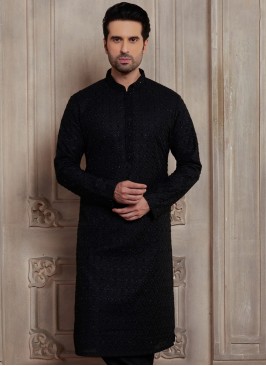 Embrace the Charm of a Black Silk Kurta Pajama