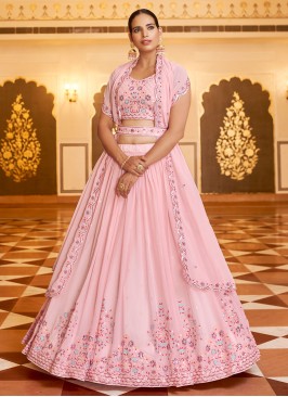 Pink Embroidered Georgette Designer Lehenga Choli
