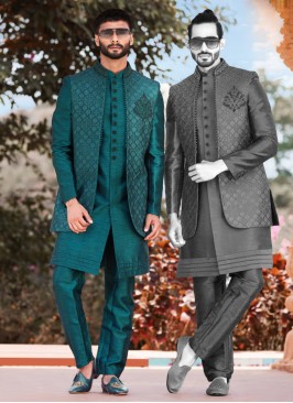 Embroidered Jacket Style Indowestern Set