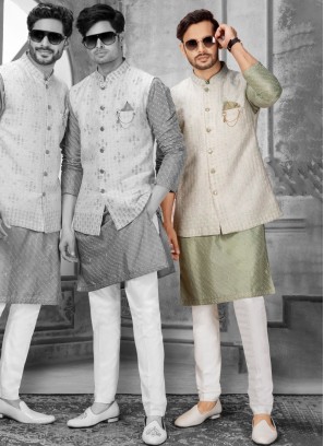 Embroidered Nehru Jacket Set For Men