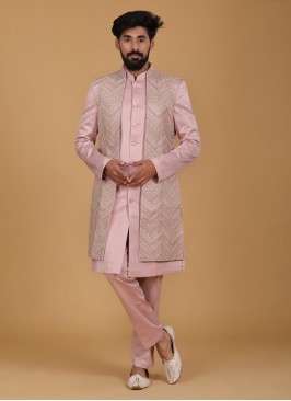 Embroidered Nehru Jacket Set For Wedding