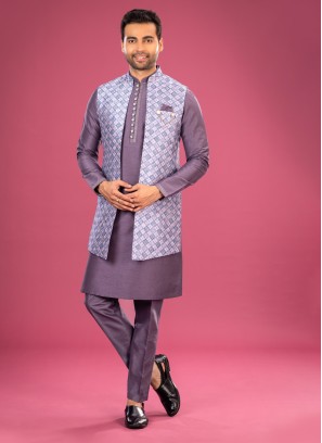 Embroidered Nehru Jacket Set For Wedding