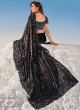 Embroidered Net Contemporary Saree in Black