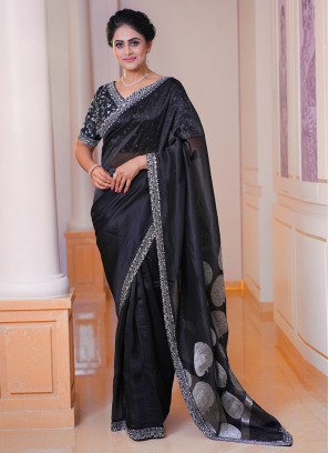 Embroidered Organza Saree With Readymade Choli