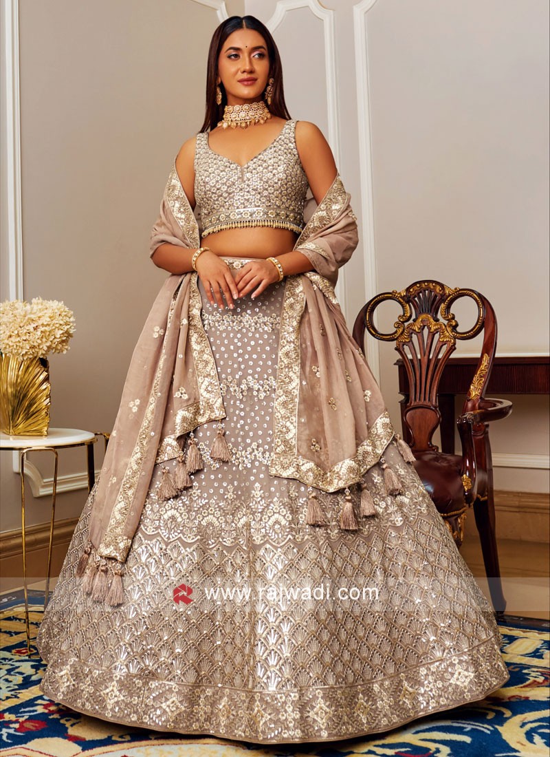 Amazon.com: Rose Gold Indian Bride Women Royal Wedding Georgette Lehenga  Choli Net Dupatta Zari Heavy Work Ghagra : Clothing, Shoes & Jewelry
