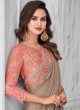 Embroidered Shimmer Trendy Saree in Beige