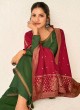 Embroidered Silk Designer Palazzo Suit in Green