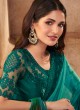 Embroidered Silk Shaded Saree in Green