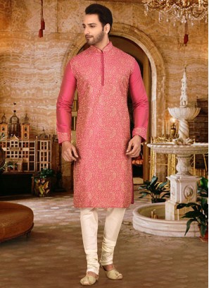 Embroidery Pink Kurta Pajama