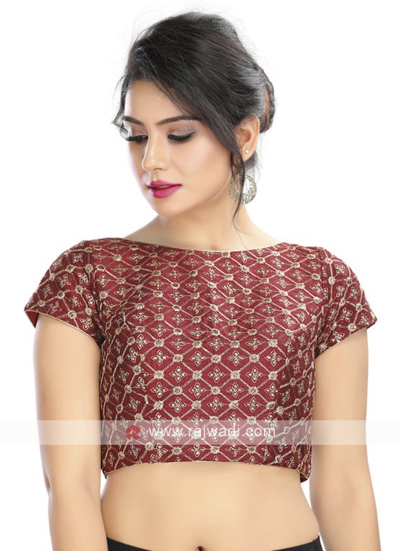 Embroidery Ready Blouse In Maroon