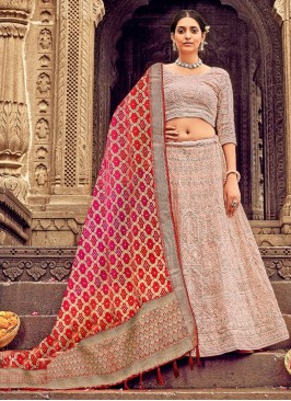 Enchanting Dusty Rose Pink Lucknowi Embroidered Lehenga Choli