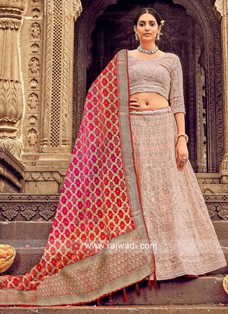 Popular Pink Lucknowi Work Lehenga Choli and Pink Lucknowi Work Chaniya  Choli Online Shopping