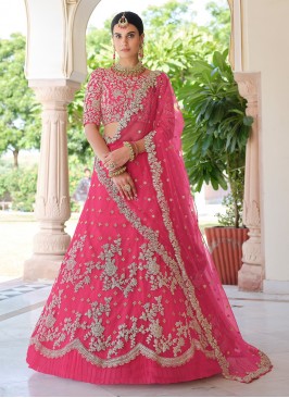 Enchanting Pink Sequins Net A Line Lehenga Choli