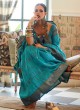 Ravishing Turquoise Handloom Silk and Organza Designer Saree