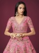 Striking Pink Zari Embroidered Lehenga Choli