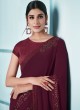 Maroon Designer Party Wear Lycra Saree