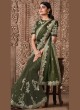 Enthralling Satin Silk Patch Border Green Shaded Saree