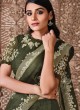 Enthralling Satin Silk Patch Border Green Shaded Saree