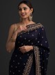 Entrancing Art Silk Navy Blue Classic Saree