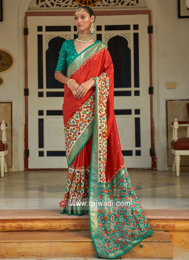 Red Patola Printed Silk Designer Saree