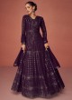 Dark Purple Sequins Anarkali Suit