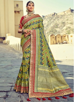 Ethnic Patola Silk  Handwork Traditional Designer Saree