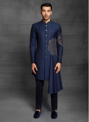 Ethnic Wear Indowestern In Navy Blue Color