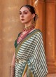 Green & Off White Patola Printed Silk Saree