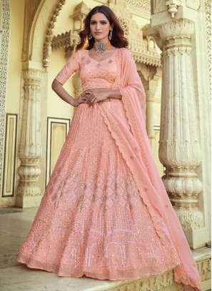 Buy Alluring Rani Pink Mirror Work Rajwadi Silk Bridesmaid Lehenga