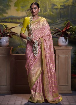 Exceptional Pink Weaving Silk Saree